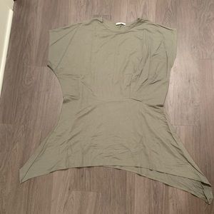 Zara Olive Green Asymmetrical Top Blouse L